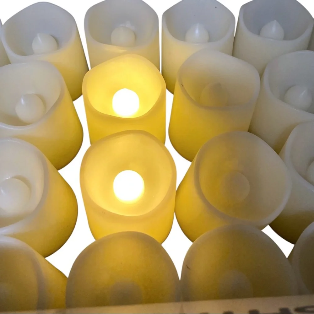 2 Packs 12 Hard Plastic Flameless Votive Candles Flickering Party Crafts Decor
